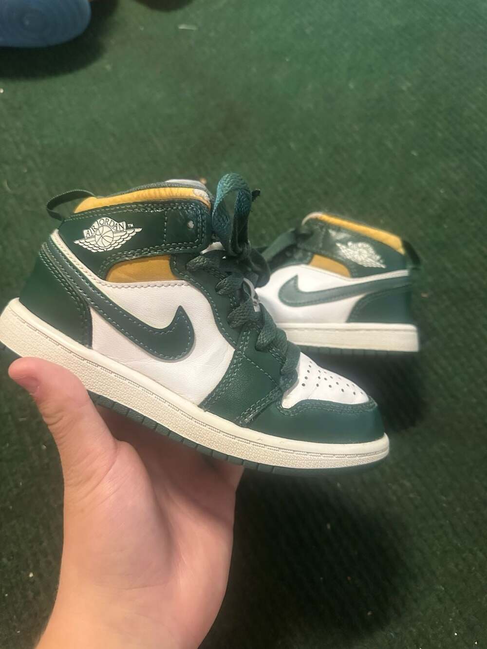 Air Jordan 1 Mid TD Sonics Noble Green Pollen White 13C